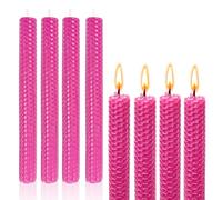 8 Pack Beeswax Taper Candles, Natural Bees Wax Candles for Home,Unscented & Dripless Candle Sticks Bulk, 9" Long, 4 Hours Burn Time, Hot Pink Beeswax Candles by Lacaser