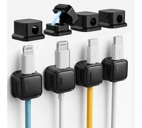 8 Pack Black Magnetic Cable Organizer Clips - Cord Management Holders for Desk, Nightstand & Kitchen, Strong Adhesive Wire Keepers for Phone Charger, Office Accessories, Home & Electronics