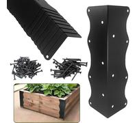 8-Pack Black Raised Garden Bed Corner Brackets, 11"x3"x3" Metal Corner Supports with Screws, Sturdy Wave-Edge Design for DIY Wooden Planter Boxes