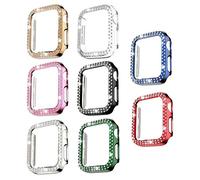 8 Pack Bling Case Compatible with Apple Watch Serie 3/2/1 38mm,Dilhvy Hard PC Double Row Crystal Diamond Plated Case Shockproof Cover Bumper Frame All-Around Protective iWatch Accessories