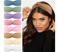 8 Pack Boho Headbands for Women, Knotted Hair Band Elastic Headband Fashion Twisted Head Wrap Bandeau Headbands 90s Hair Accessories for Women (Neutral)