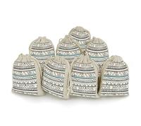 8 Pack Boho Triangle Stripes Muslin Bags 5x7 Inch Cotton Linen Drawstring Pouches for Gifts Jewelry Wedding Favors Party Reusable Cloth Storage Sacks with Double Strings for Jewelry DIY Crafts