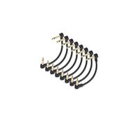 8-Pack Braided 15cm 6.35mm Guitar Patch Cable (Guitar Effect Pedal Cables) with Gold-Plated Connectors in Black