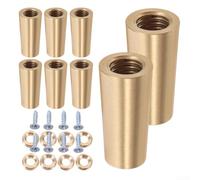 8 Pack Brass Tray Risers For Wooden Cutting Boards, Sturdy Metal Support Feet To Elevate Kitchen Serving Platters And Protect Countertops From Scratches, Gold Tone Furniture Decor Accessories