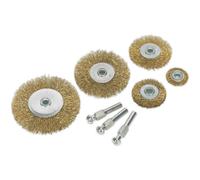8 PACK Brassed Steel Wire Brush Set - 6mm Diameter Shaft - Up to 4500 rpm
