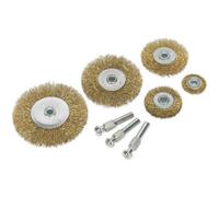 8 Pack Brassed Steel Wire Brush Set For Power Tools - 6mm Shaft - High Speed Cleaning