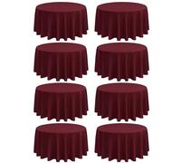 8 Pack Burgundy Round Tablecloth 120 Inch Circle Polyester Table Cloth, Washable Fabric Stain and Wrinkle Resistant Table Cover Round Table Clothes for Wedding Parties Banquet Reception Dining