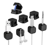 8 Pack Cable Tidy Clips, Desk Cord Organizer, Easy Secure Adhesive Cable Management, Wire Holder Keeper Organizer Management for Nightstand Desk Kitchen Office Car Wall Glass (Black)