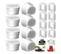 8-Pack Cat Fountain Replacement Carbon Filters, 8 Pcs Water Fountain Filters & 8 Pcs Replacement Foam for Ceramic Pagoda Avalon Butterfly Sedona Automatic Water Bowl Filters with Pre-Filter Foam