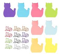 8 Pack Cat Sticky Notes, Novelty Cat Shaped Sticky Notes Cat Post It Notes with 12 Pieces Cute Cat Gifts Paper Clips for Women Home Office School