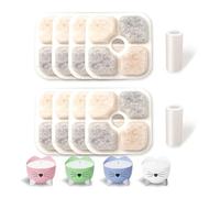 8 Pack Cat Water Fountain Filter,Compatible with Catit Pixi Water Fountain Filter Replacement Triple Action,Keep Your Pet Healthy and Hydrated Ion-Exchange Resin & Activated Carbon with 2 Pump Pipes