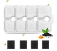 8 Pack Cat Water Fountain Filter Triple Filtration System Replacement 4 Pcs Cat Water Fountain Filters with 4 Pcs Sponges Compatible with Dockstream Cat Water Fountain (White, 4 Filters & 4 Sponges)