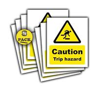 8-Pack Caution Trip Hazard Vinyl Sticker Sign Waterproof & UV-Resistant, 110mm x 90mm - Mind The Step