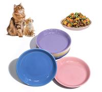 [8 Pack] Ceramic Cat Food Bowl, Colorful Cat Bowls Whisker-Friendly, 5.9" Shallow Wide Kitten Plates, Easy to Clean Indoor Feeding Dishes