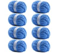 8 Pack Chunky Yarn for Hand Knitting - #10 Super Bulky Chenille Yarn, Fluffy Jumbo for Thick Hand-Knit Blankets, Scarves, and Cozy Home Decor (8, Sky Blue)