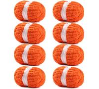 8 Pack Chunky Yarn for Hand Knitting - #10 Super Bulky Chenille Yarn, Fluffy Jumbo for Thick Hand-Knit Blankets, Scarves, and Cozy Home Decor (8, Orange)