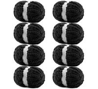 8 Pack Chunky Yarn for Hand Knitting - #10 Super Bulky Chenille Yarn, Fluffy Jumbo for Thick Hand-Knit Blankets, Scarves, and Cozy Home Decor (8, Black)