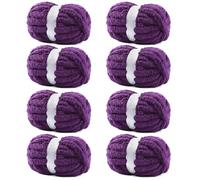 8 Pack Chunky Yarn for Hand Knitting - #10 Super Bulky Chenille Yarn, Fluffy Jumbo for Thick Hand-Knit Blankets, Scarves, and Cozy Home Decor (8, Violet)