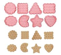 8 Pack Classic Retro Cookie Cutters with Plunger Stamps Set,3D Plastic Biscuit Fondant Molds Love Plum Blossom Wave Cutting Molds for Wedding Baking Decorations Holiday Birthday Party Supplies (Retro)