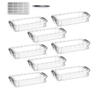 8 Pack Clear Plastic Storage Box,21.5x10 x 3.8cm Large Capacity Pencil Box with Snap-Tight Lid Stackable Transparent Container for Office Supplies Craft Hobby Art Supplies Journaling Stationery Sticke