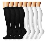8 Pack Copper Knee High Compression Socks For Men & Women-Best For Running,Athletic,Medical,Pregnancy and Travel -15-20mmHg - -