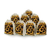 8 Pack Cotton Drawstring Bags, A Bouquet Of Black Sunflowers Linen Gift Bags Storage Bag Reusable Gift Pouches Sachet for Jewelry Party Favors Wrapping DIY Christmas Gifts Candy Bags 4.9x6.7 Inches