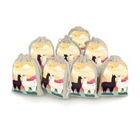 8 Pack Cotton Drawstring Bags, Alpacas in Love in The Mountains Linen Gift Bags Storage Bag Reusable Gift Pouches Sachet for Jewelry Party Favors Wrapping DIY Christmas Gifts Candy Bags 4.9x6.7 Inches