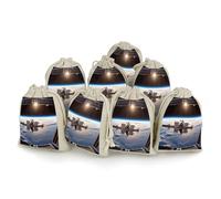 8 Pack Cotton Drawstring Bags, International Space Station Picture Linen Gift Bags Storage Bag Reusable Gift Pouches Sachet for Jewelry Party Favors Wrapping DIY Christmas Gifts Candy Bags 4.9x6.7 Inc