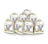 8 Pack Cotton Drawstring Bags, Reusable Linen Gift Bags 4.9x6.7 Inches Storage Bag Cute Elephant with Wreath And Little Duck Gift Pouches Sachet for Jewelry Party Favors Wrapping DIY Christmas Gifts C