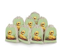 8 Pack Cotton Drawstring Bags, Reusable Linen Gift Bags 4.9x6.7 Inches Storage Bag Little Duck with Blue Eyes Gift Pouches Sachet for Jewelry Party Favors Wrapping DIY Christmas Gifts Candy Bags