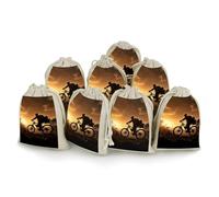 8 Pack Cotton Drawstring Bags, Reusable Linen Gift Bags 4.9x6.7 Inches Storage Bag Mountain Bike in The Evening Gift Pouches Sachet for Jewelry Party Favors Wrapping DIY Christmas Gifts Candy Bags