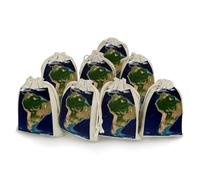 8 Pack Cotton Drawstring Bags, South America Satellite Image Linen Gift Bags Storage Bag Reusable Gift Pouches Sachet for Jewelry Party Favors Wrapping DIY Christmas Gifts Candy Bags 4.9x6.7 Inches