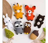 8 Pack Crochet Woodland Nursery Decor - Handmade Forest Animals Gifts Diaper Cake Decor for Forest Wild Woodland Creatures Baby Shower Birthday Decorations Party Favors