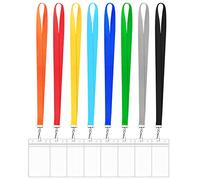 8 Pack Cruise Lanyard with Waterproof ID Card Holder, Colorful Solid Color Durable Badge Card and Carnival Sail (Assorted Rainbow 8 Colors)