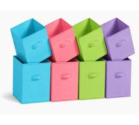 8 Pack Cube Storage Bins, 10.5 Inch Sturdy Fabric Storage Cubes with Handles, 2mm Thick Anti Sagging Collapsible Storage Baskets for Shelves, Closet Organizers and Storage for Classroom & Home,Aura