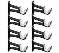 8 Pack Curtain Rod Brackets, Heavy Duty Holders Hooks Black for 1 to 1.2 Inch Drapes Rods, Drapery Hangers Supports