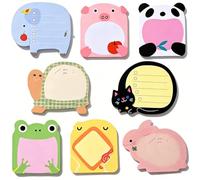 8 Pack Cute Cartoon Sticky Notes, Fun Animal Sticky Notes Set, Novelty Self-Stick Note 20 Sheets, Mini Animal Shaped Notepads for School, Office Memo, Party Bags Filler, Student Gifts