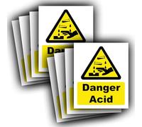 8 Pack - Danger Acid Hazard Labels - Waterproof Vinyl Stickers - 110mm x 90mm