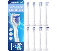 8 Pack demirdental Brush Heads Compatible for Philips Sonicare Toothbrush Heads, Compact, Sensitive Replacement Heads, White, HX6088