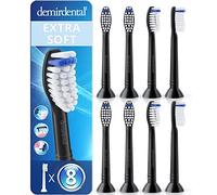 8 Pack demirdental Brush Heads Compatible for Philips Sonicare Toothbrush Heads, Extra Soft Replacement Heads, Black, HX6058eb