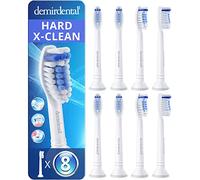 8 Pack demirdental Brush Heads Compatible for Philips Sonicare Toothbrush Heads, Hard Replacement Heads, X-Clean, White, HX6068X