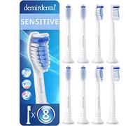 8 Pack demirdental Brush Heads Compatible for Philips Sonicare Toothbrush Heads, Sensitive Replacement Heads, White, HX6058