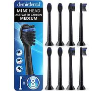 8 Pack demirdental Brush Heads compatible for Philips Sonicare Toothbrush Heads with activated charcoal, Compact, Medium Replacement Heads, Black, HX4088mb