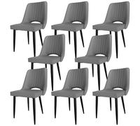8 Pack Dining Chairs Set Modern Metal Leg Kitchen Chairs Sleek Cut Out Back Design for Living Room Dining Room and Bedroom Perfect for Reception Areas