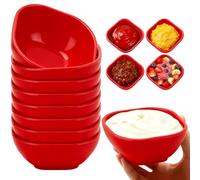 8 Pack Dipping Bowls, 4.5 OZ Unbreakable Soy Sauce Dishes, Small Dessert Bowls, Reusable Mini Prep Bowl, Dipping Saucers Cups for Side Dish, Ketchup, Snacks, Candy, Nuts, Dips, Condiments (Red)