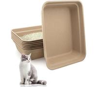 8 Pack Disposable Cat Litter Boxes, Large Portable Paper Cat Litter Tray, Recycled Travel Litter Box for Pets, Rabbit, Hamster(16.7 x 12.7 x 4 Inch)