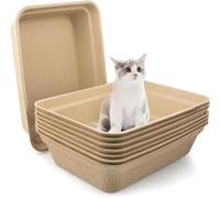8 Pack Disposable Litter Boxes for Cats, 42.5 x 32.5 x 10.5 cm Paper Cat Litter Tray Portable 2 in 1 Kitten Litter Box Travel Toilet Cat Litter Box for Cat, Hamster, Guinea Pig, Mice, Small Animals