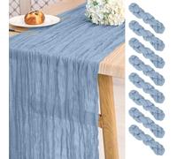 8 Pack Dusty Blue Cheesecloth Table Runner ,10ft Long Rustic Gauze Boho Table Runners for Wedding,Bridal Shower,Party,Banquet Decoration-21.5 x 120 Inch