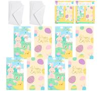 8 Pack Easter Cards with Envelopes Adhesive Stickers Colorful Greeting Cards in 2 Designs Bunny Eggs Note Card for Classroom Exchange Easter Party Supplies Cash Wallets Easter Gifts Size-17cm
