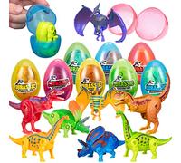 8 Pack Easter Hatching Eggs Dinosaur Toys Filled with Jumbo Deformable Transforming Dinosaur Toys Plastic Surprise Eggs Easter Basket Stuffers Fillers for Easter Eggs Hunt Party Favor Classroom Prize